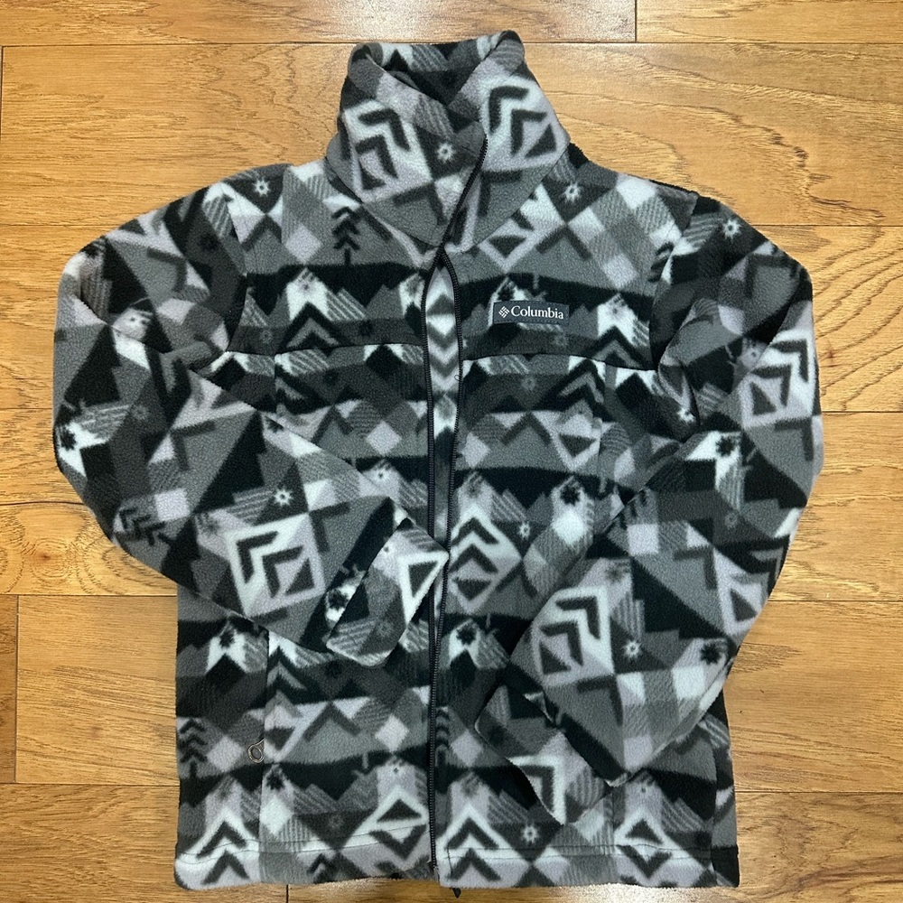 Columbia Kids Patterned Fleece Jacket - Black and Gray